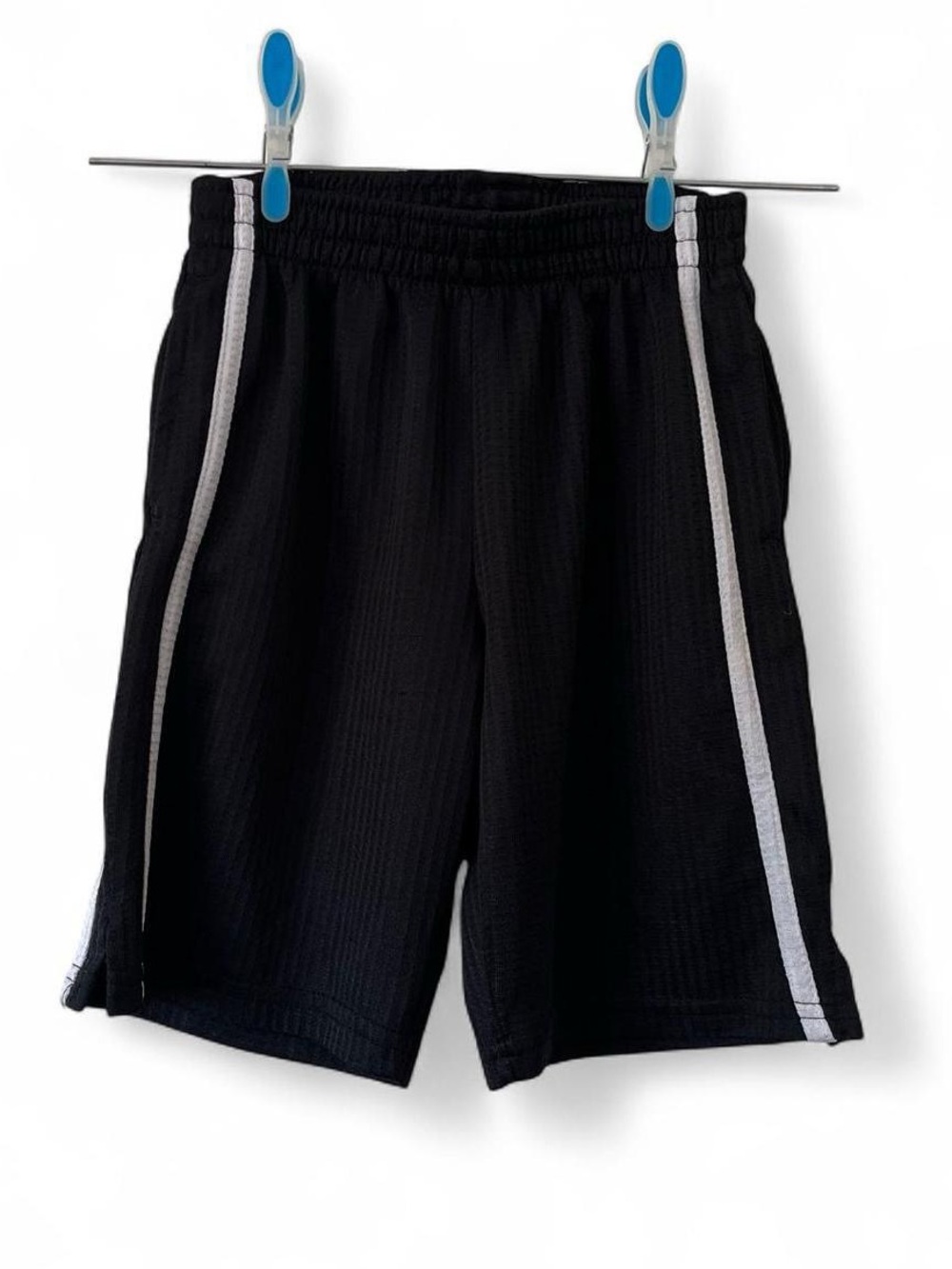 Boys Small Basketball Shorts Black White Striped Poly Mesh Boys Summer Shorts
